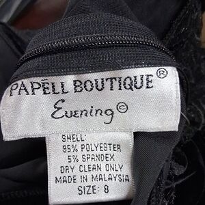 Papell Boutique Black Evening Dress with Lace Detail Sz 8